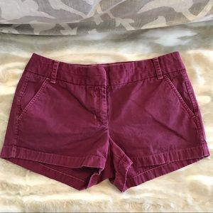 J. Crew chino shorts, deep wine, size 4